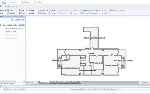 Xactimate basement floor plan sketch