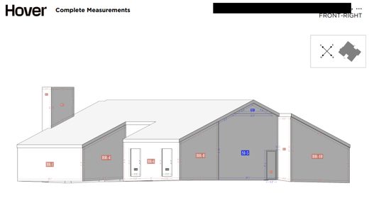 Hover report front-right elevation, smaller property