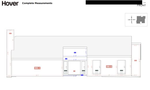 Hover report front elevation, smaller property