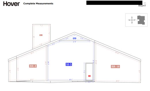 Hover report right elevation, smaller property